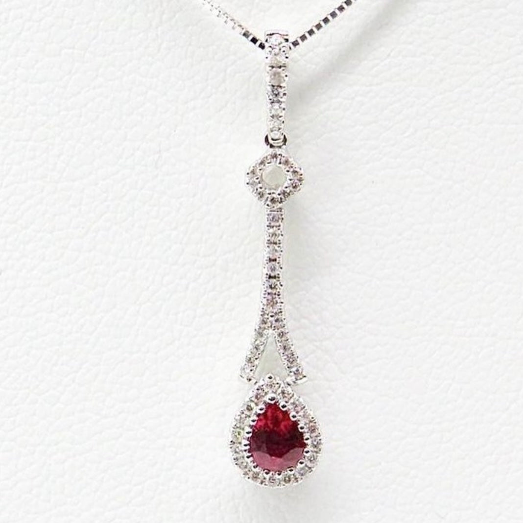 Pear Shaped Ruby & Diamond Necklace