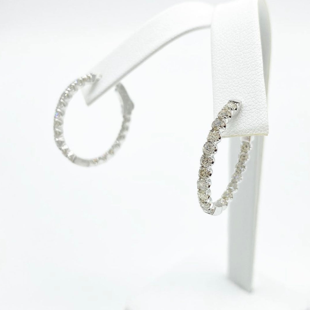 White Gold & Diamond Hoops