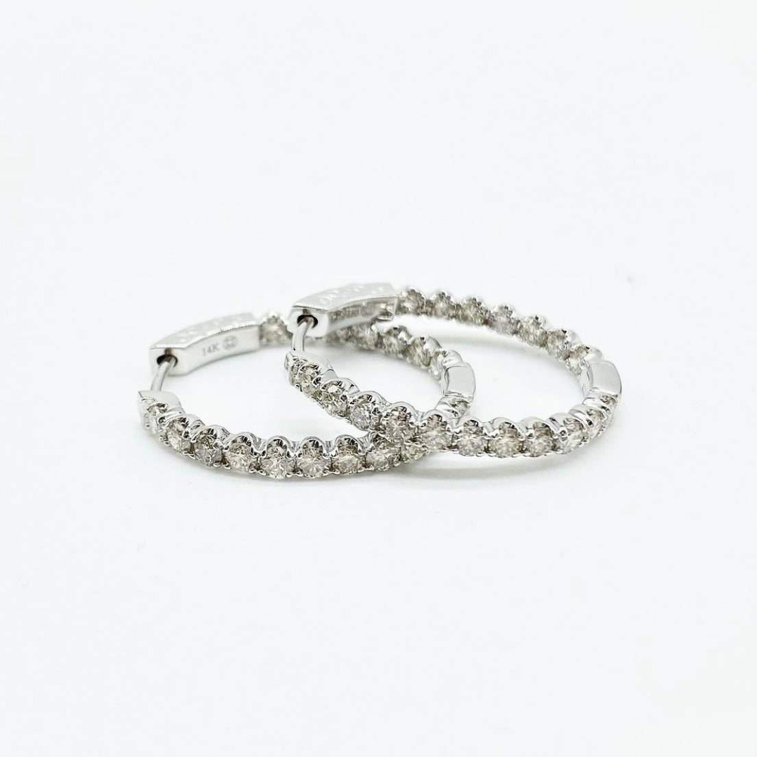White Gold & Diamond Hoops